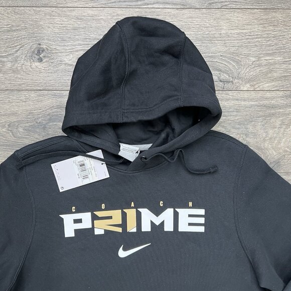 Nike Pullover Hoodie Coach Prime Sz Small Mens Black Club Fleece - Picture 2 of 11